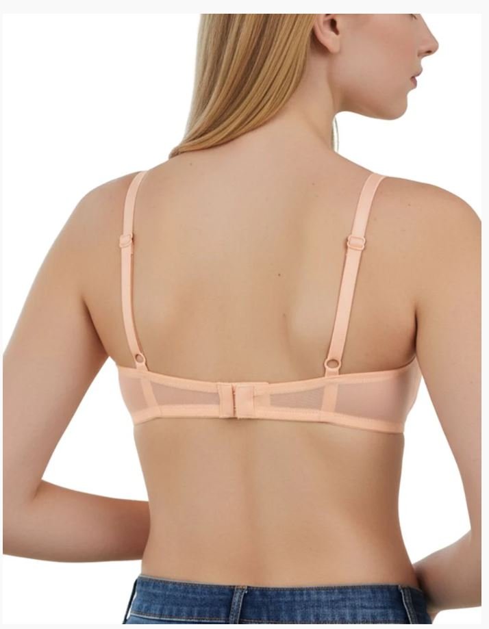 DEMI CUP HIGH APEX FEATHER LIGHT PADDED LACE CUP BRA-ROSE CLOUD