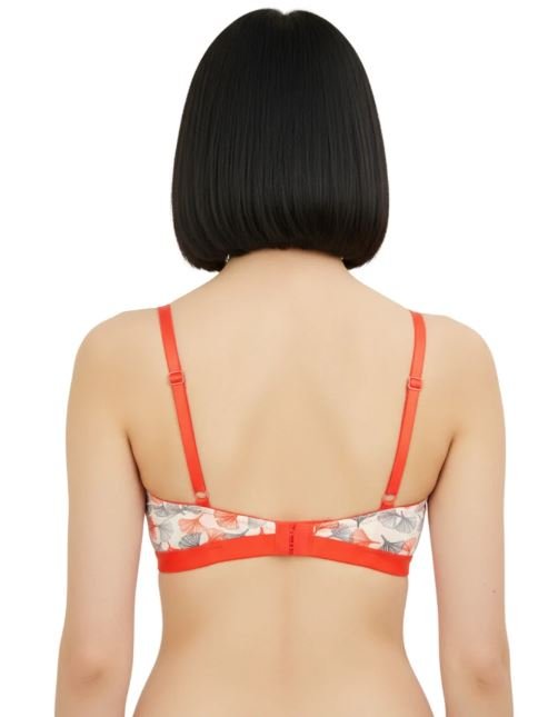 DOUBLE LAYERED COTTON WIREFREE PRINTED BRA-ORANGE