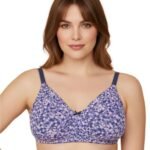 DOUBLE LAYERED FULL COVERAGE COTTON WIREFREE BRA WITH DIAMOND GEOMETRIC-PURPLE PRINT