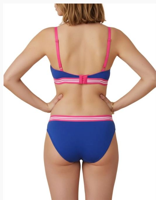 LIGHTLY PADDED NON WIRED TSHIRT BRA WITH MATCHING PANTY-BLUE