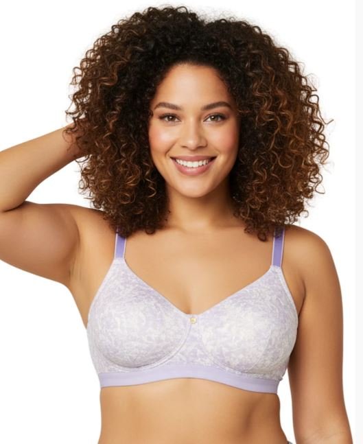 True Curv Double Layered Non Wired Full Coverage Super Support Bra -Purple Print