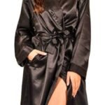 Black Satin Short Night Gown