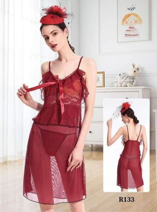 Bridal Wedding Short Net Nighty - R133