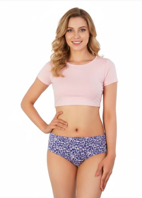 COTTON BIKNI BREIF WITH DIAMOND GEOMETRIC-PURPLE PRINT