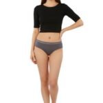 COTTON BIKNI BREIF WITH GLITTER ELASTIC WAIST BAND-GREY