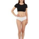 COTTON BIKNI BREIF WITH GLITTER ELASTIC WAIST BAND-WHITE