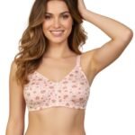COTTON DOUBLE LAYERED NON WIRED PRINTED BRA -BABY ROSE PRINT
