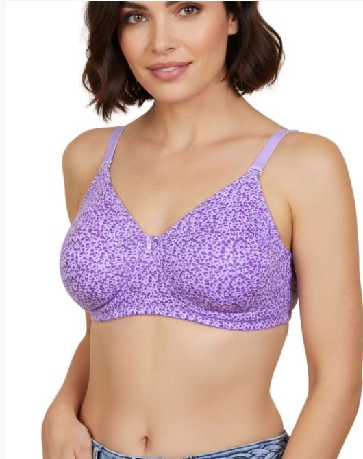 COTTON DOUBLE LAYERED NON WIRED PRINTED WITH CONVERTIBLE STRAPS -LAVENDAR PRINT