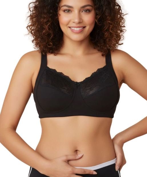 COTTON DOUBLE LAYERED SAG LIFT MINIMIZER BRA-BLACK