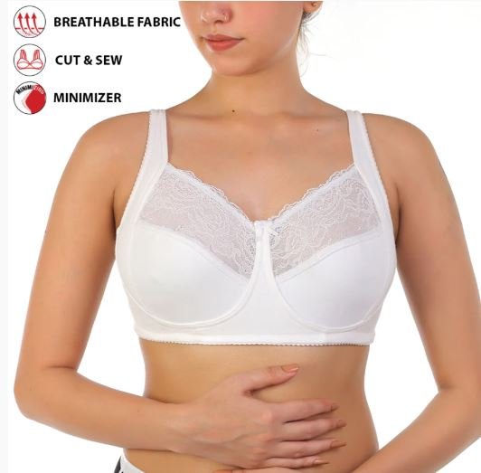 COTTON DOUBLE LAYERED SAG LIFT MINIMIZER BRA-WHITE