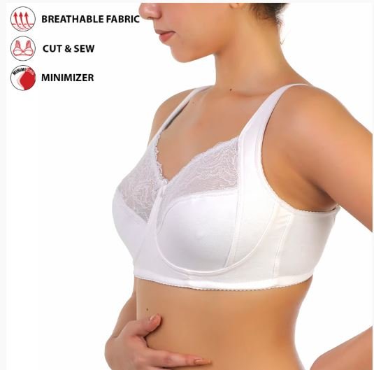 COTTON DOUBLE LAYERED SAG LIFT MINIMIZER BRA-WHITE