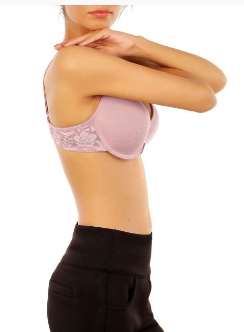 COTTON UNDERWIRED LIGHTLY PADDED T-SHIRT BRA-DAWN PINK