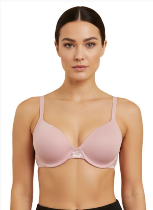 COTTON UNDERWIRED LIGHTLY PADDED T-SHIRT BRA-DAWN PINK