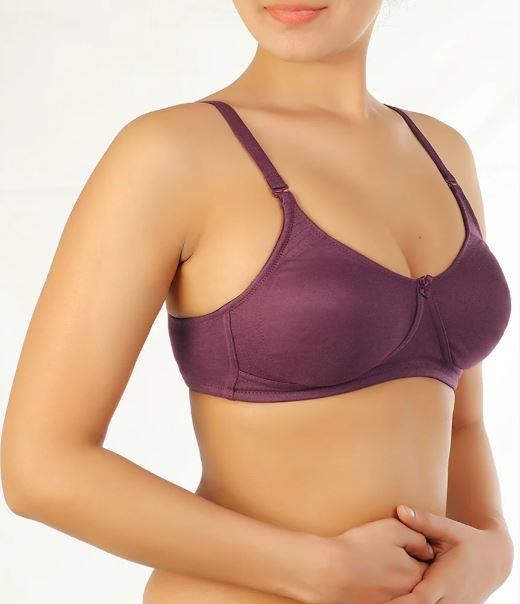CUP SIDE SUPPORT DOUBLE LAYERED MULTIWAY COTTON BRA -GRAPE WINE