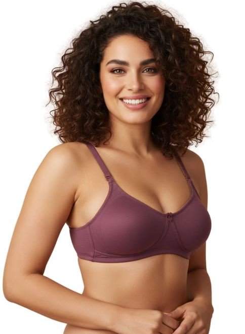 CUP SIDE SUPPORT DOUBLE LAYERED MULTIWAY COTTON BRA -GRAPE WINE