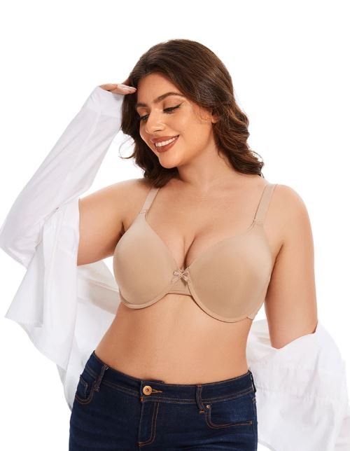 Curvy Lightly Padded T-Shirt Bra -Beige