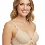 DEEP PLUNG LIGHTLY PADDED WIRED COTTON T-SHIRT BRA -SKIN