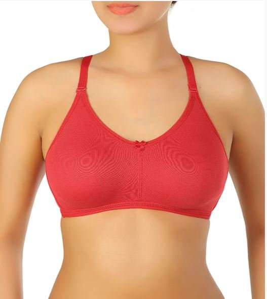 DOUBLE LAYERED NON-PADDED NON-WIRED MULTIWAY COTTON BRA - CHERRY