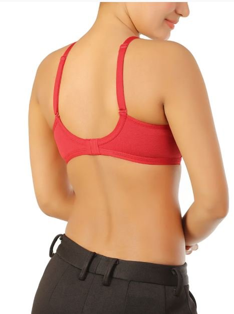 DOUBLE LAYERED NON-PADDED NON-WIRED MULTIWAY COTTON BRA - CHERRY