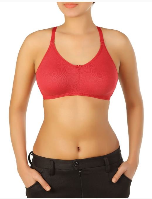 DOUBLE LAYERED NON-PADDED NON-WIRED MULTIWAY COTTON BRA - CHERRY