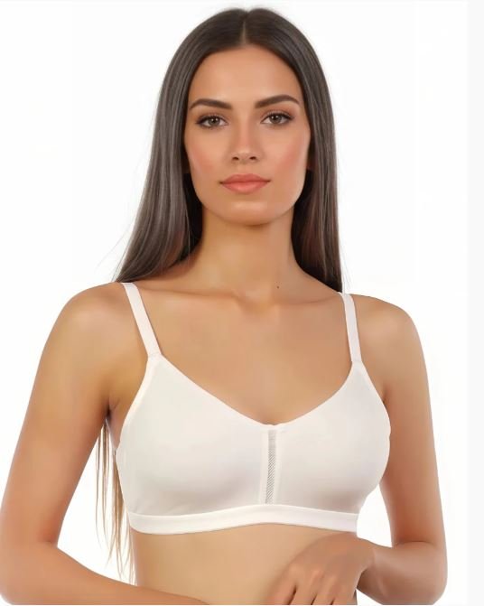 DOUBLE LAYERED WIRE-FREE BRA WITH HIGH MID PANEL -WHITE