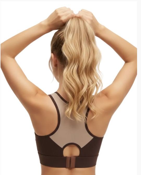 FULL COVERAGE 4 WAY STRETCH MEDIUM IMPACT SPORTS BRA-BROWN