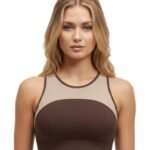 FULL COVERAGE 4 WAY STRETCH MEDIUM IMPACT SPORTS BRA-BROWN