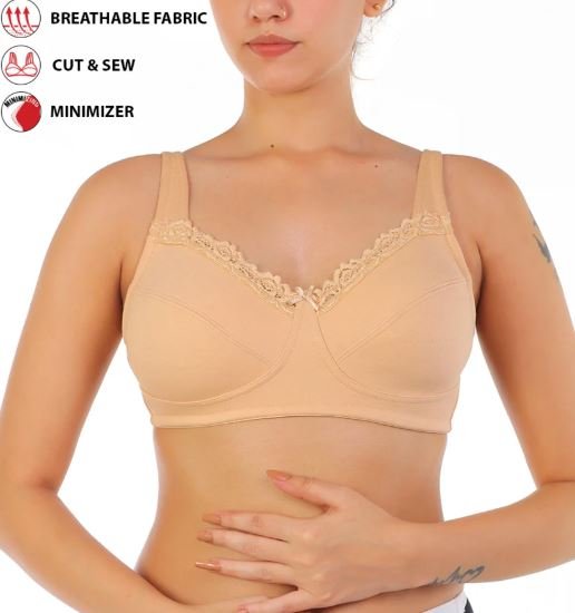 FULL COVERAGE SUPER SUPPORT CUT & SEW CUPS MINIMIZER BRA-TOASTED ALMOND
