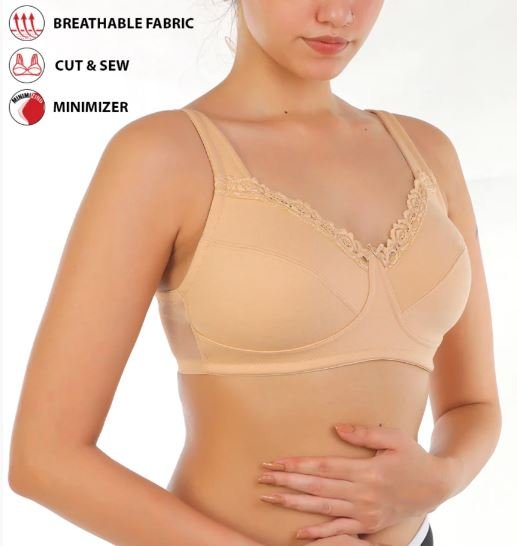 FULL COVERAGE SUPER SUPPORT CUT & SEW CUPS MINIMIZER BRA-TOASTED ALMOND
