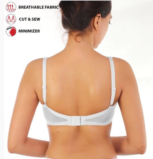 FULL COVERAGE SUPER SUPPORT CUT & SEW CUPS MINIMIZER BRA-WHITE