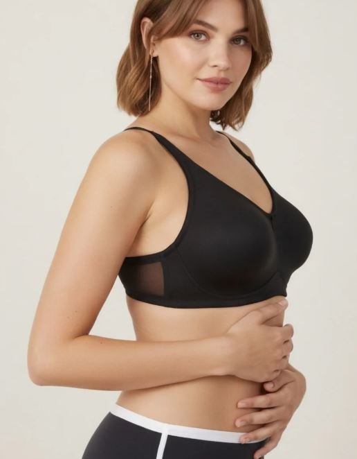 FULL COVERAGE SUPER SUPPORT SEAMLESS MOLDED CUPS MINIMIZER BRA-BLACK