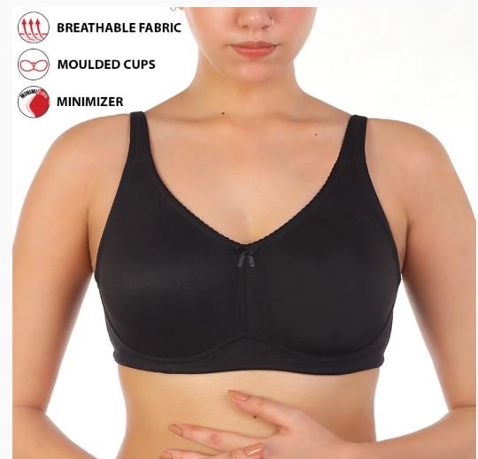 FULL COVERAGE SUPER SUPPORT SEAMLESS MOLDED CUPS MINIMIZER BRA-BLACK