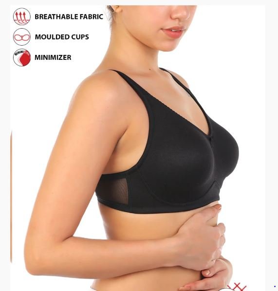 FULL COVERAGE SUPER SUPPORT SEAMLESS MOLDED CUPS MINIMIZER BRA-BLACK