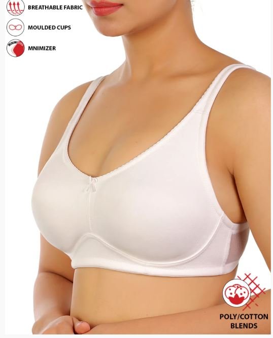 FULL COVERAGE SUPER SUPPORT SEAMLESS MOLDED CUPS MINIMIZER BRA-WHITE