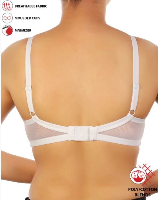 FULL COVERAGE SUPER SUPPORT SEAMLESS MOLDED CUPS MINIMIZER BRA-WHITE