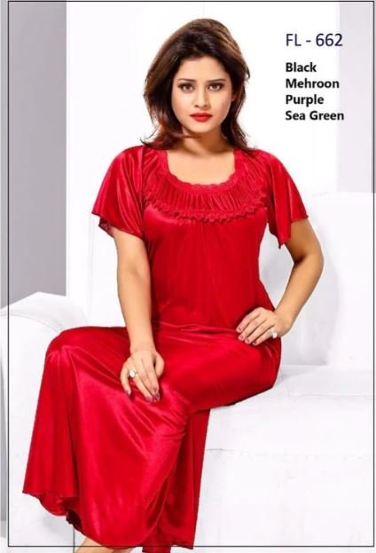 Flourish Long Nighty - FL-662 - Silk Long Nighty - Flourish