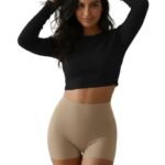 High Waist Laser Cut Boy Shorts-Beige