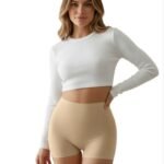 High Waist Laser Cut Boy Shorts-Skin