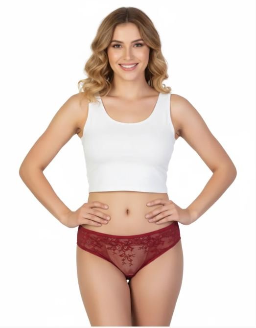 LUSH LACE BIKINI BRIEF-MAROON