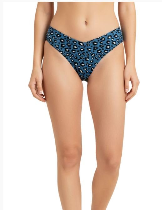 Laser Cut Thong Panty Cheeta Print-Blue