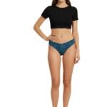 Laser Cut Thong Panty Cheeta Print-Blue