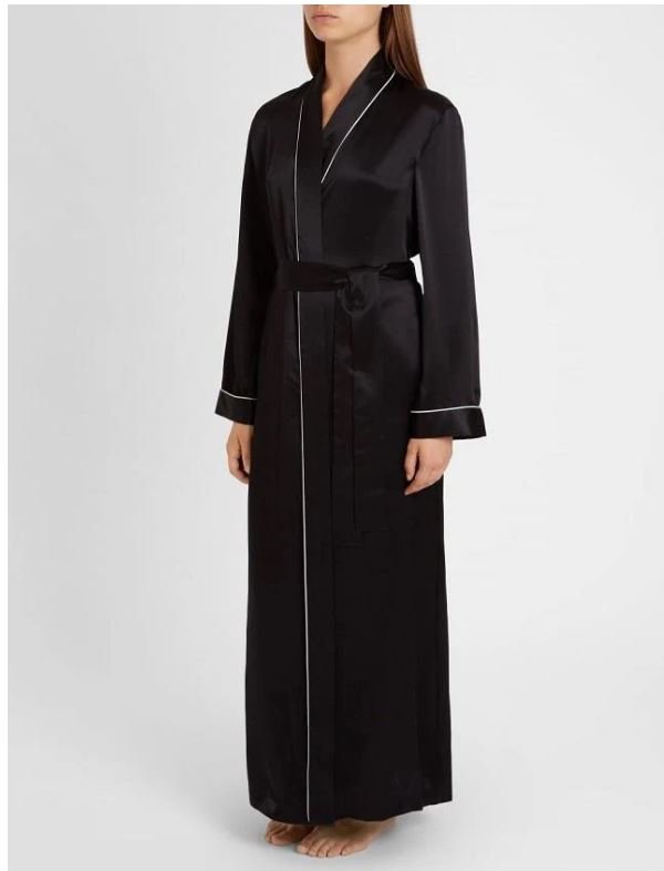 Long Gown With Piping - Gwnp48-Blk
