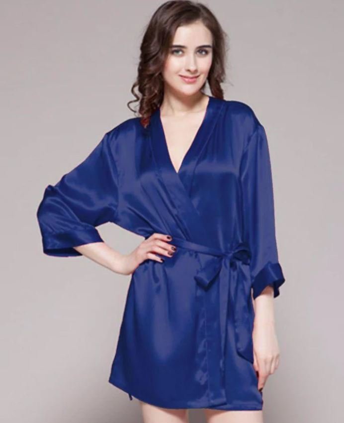 Navy Blue - 100% Polyester Satin Gown - GWN 11 NV