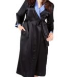 Navy Blue Color Shawl Collar Gown - Shlgwn-Nv