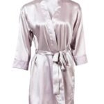 Off-White Satin Embroidered Night Gown