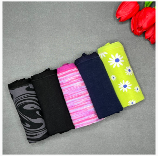 PACK OF 5 SUPER SOFT COTTON STRETCH PRINTED BIKINI BRIEFS -DAISY