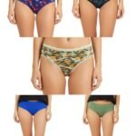 PACK OF 5 SUPER SOFT COTTON STRETCH PRINTED BIKINI BRIEFS -GREEN ARMY