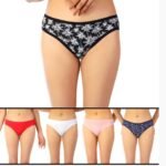 PACK OF 5 SUPER SOFT COTTON STRETCH PRINTED BIKINI BRIEFS -PALM