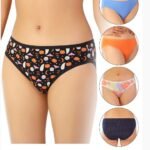 PACK OF 5 SUPER SOFT COTTON STRETCH PRINTED BIKINI BRIEFS -PUMPKIN