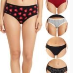 PACK OF 5 SUPER SOFT COTTON STRETCH PRINTED BIKINI BRIEFS -RED HEARTS